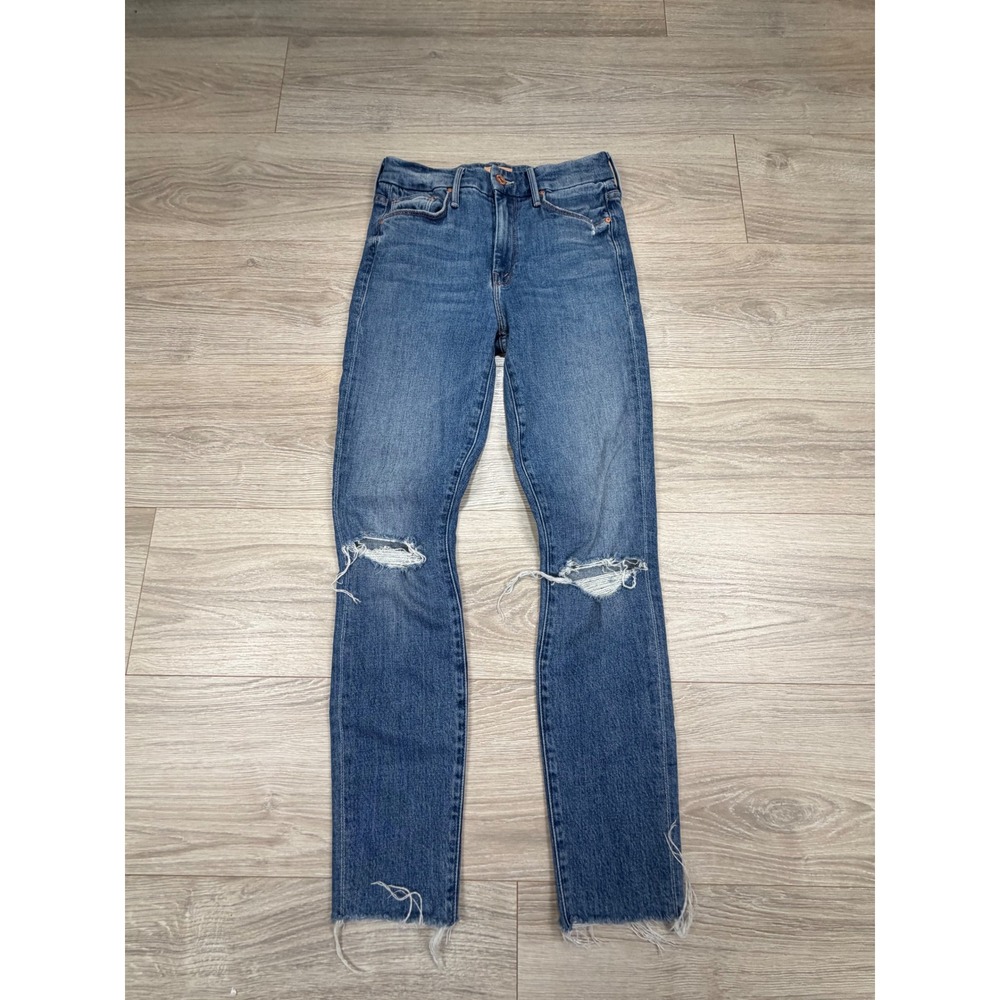 Mother The Looker Ankle Fray Skinny Jeans Six Packs On Me Distressed 25 1431-624